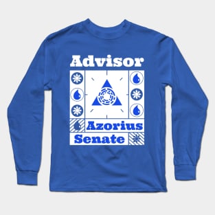 Azorius Senate | Advisor | MTG Ravnica Guild Blue on White Design Long Sleeve T-Shirt